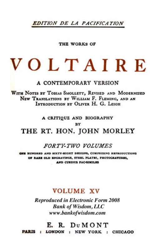(image for) The Works of Voltaire, Vol. 15 of 42 vols + INDEX volume 43